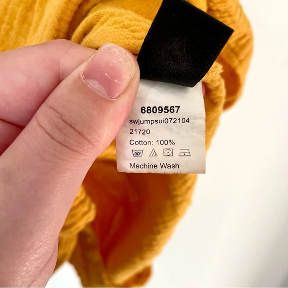 Shein Cotton Gauzy Shirred Panel Tie Waist Tube  Romper - Picture 4 of 5